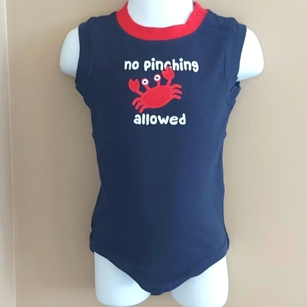 Gymboree tank bodysuit onesie No Pinching Allowed Crab 🦀- navy blue - 6-12mos